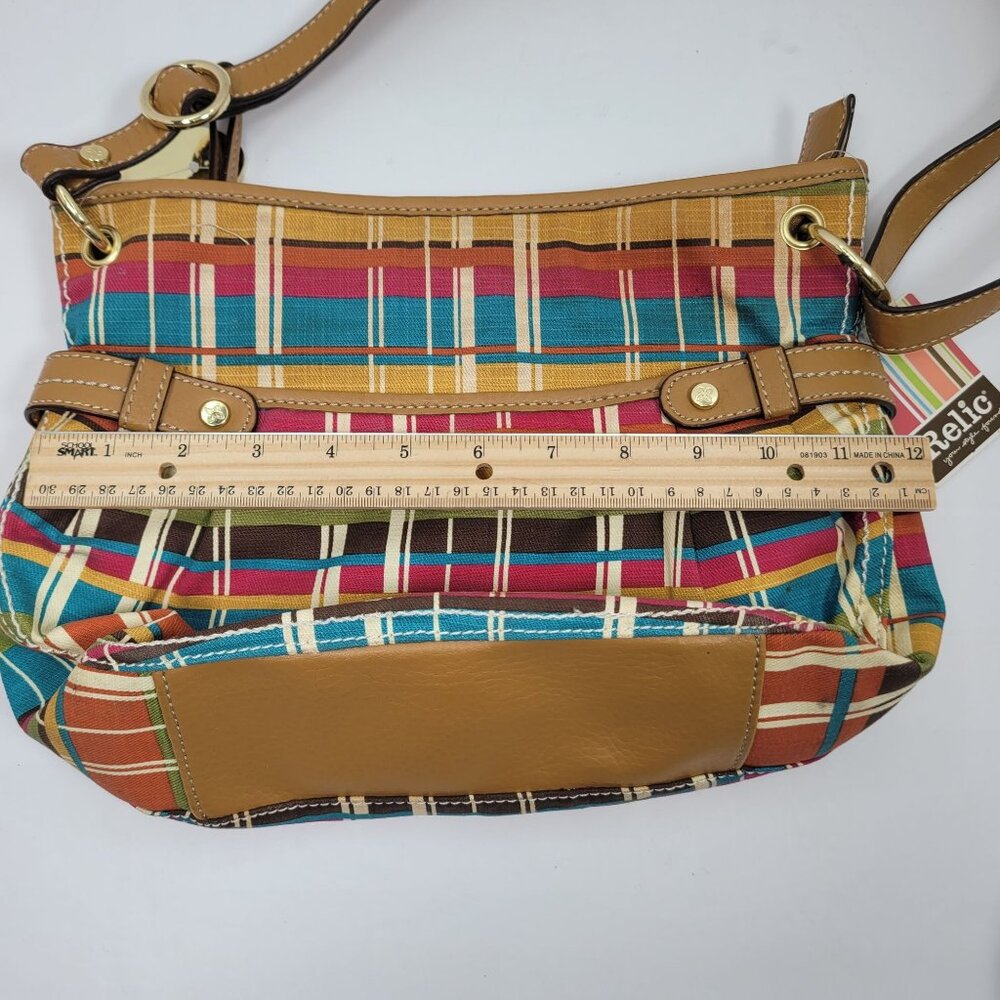 Vintage Relic by Fossil Plaid Multicolor Striped Crossbody Bag - Picture 12 of 12